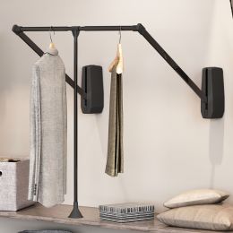 Emuca Appendiabiti da parete Hang, larghezza regolabile 600-830 mm, Acciaio e Tecnoplastica, Verniciato nero 2