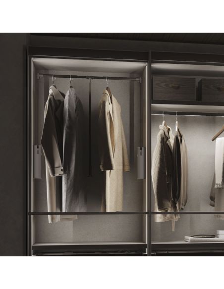 Emuca Appendiabiti per armadio Sway, larghezza regolabile 830 - 1150mm, Acciaio, Alluminio e Tecnoplastica, Verniciato titanio