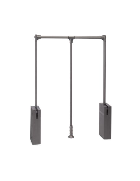 Emuca Appendiabiti per armadio Sway, larghezza regolabile 830 - 1150mm, Acciaio, Alluminio e Tecnoplastica, Verniciato titanio