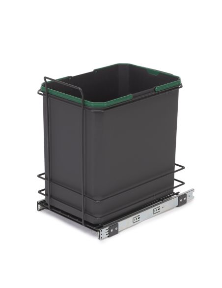 Emuca Recycle 1x35lt per il montaggio sul fondo e l'estrazione manuale nel mobile da cucina, Grigio antracite, Tecnoplastica