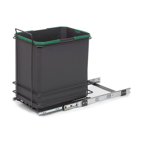 Emuca Recycle 1x35lt per il montaggio sul fondo e l'estrazione manuale nel mobile da cucina, Grigio antracite, Tecnoplastica