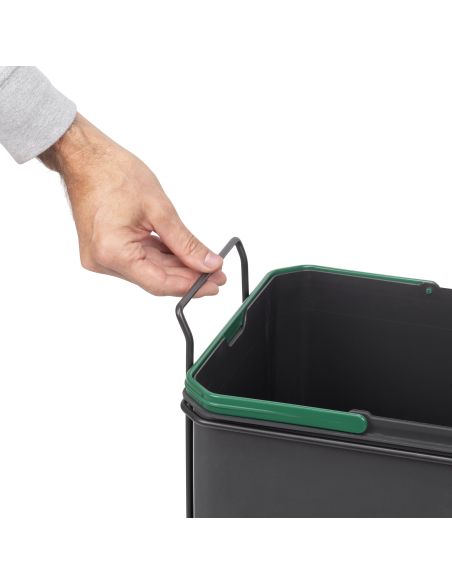 Emuca Recycle 1x35lt per il montaggio sul fondo e l'estrazione manuale nel mobile da cucina, Grigio antracite, Tecnoplastica