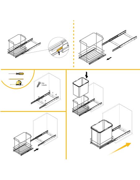 Emuca Recycle 1x35lt per il montaggio sul fondo e l'estrazione manuale nel mobile da cucina, Grigio antracite, Tecnoplastica