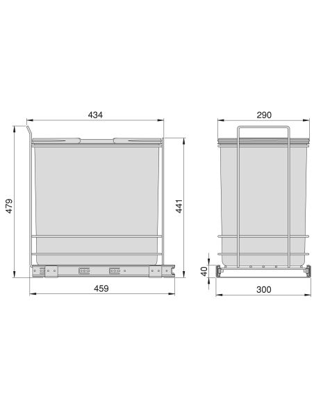 Emuca Recycle 1x35lt per il montaggio sul fondo e l'estrazione manuale nel mobile da cucina, Grigio antracite, Tecnoplastica