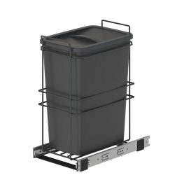 Emuca Pattumiera per differenziata Recycle da cucina, 35 L, fissaggio sul fondo ed estrazione manuale, Tecnoplastica grigio