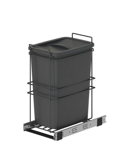 Emuca Pattumiera per differenziata Recycle da cucina, 35 L, fissaggio sul fondo ed estrazione manuale, Tecnoplastica grigio