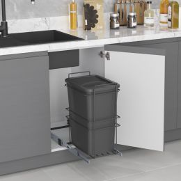 Emuca Pattumiera per differenziata Recycle da cucina, 35 L, fissaggio sul fondo ed estrazione manuale, Tecnoplastica grigio 2