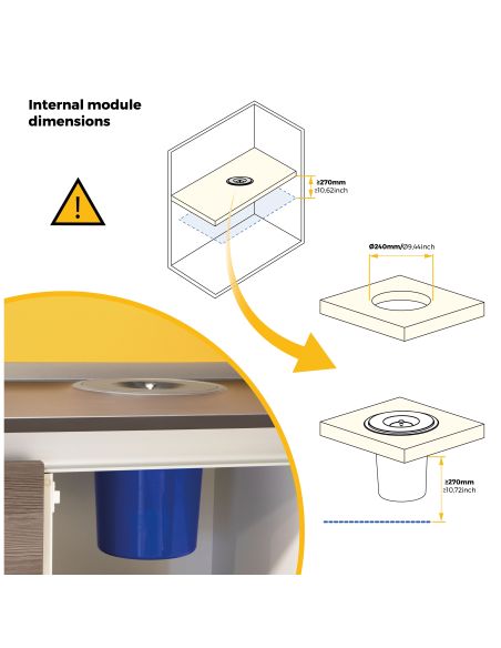 Emuca Pattumiera da incasso Recycle per piano cucina, 8 litri, Acciaio inossidabile