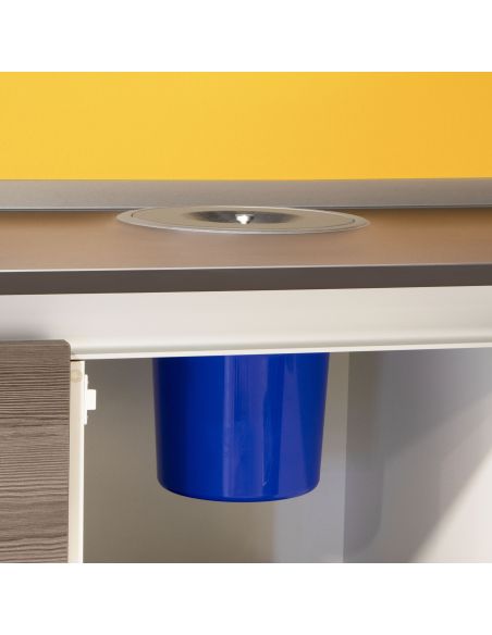 Emuca Pattumiera da incasso Recycle per piano cucina, 6 litri, Acciaio inossidabile