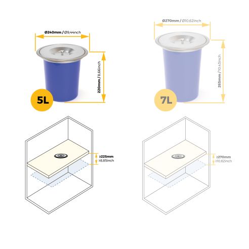 Emuca Pattumiera da incasso Recycle per piano cucina, 6 litri, Acciaio inossidabile
