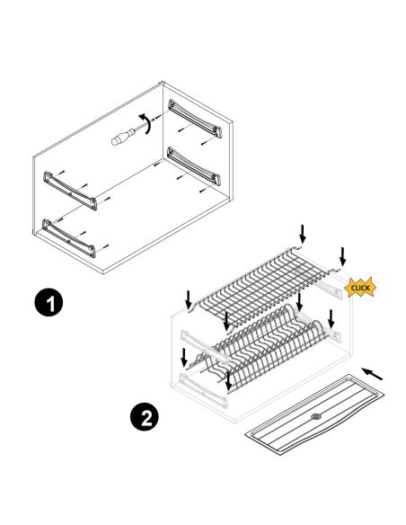 Emuca Scolapiatti Suprastar per modulo, 800, Acciaio, Cromato lucido