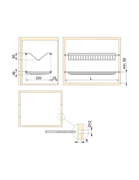 Emuca Scolapiatti acciaio inossidabile Drynox, modulo 500 mm, Acciaio inossidabile