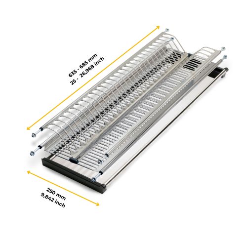 Emuca Scolapiatti acciaio inossidabile Drynox, modulo 700 mm, Acciaio inossidabile