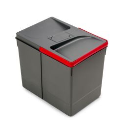 Emuca Contenitori per cassetti da cucina Recycle con coperchio anti-odore, Altezza 266, 1x15 lt, Grigio antracite Tecnoplastica