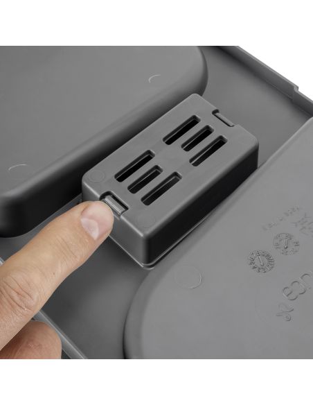 Emuca Contenitori per cassetti da cucina Recycle con coperchio anti-odore, Altezza 266, 3x15 lt, 2x7 lt, Grigio antracite