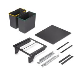 Emuca Recycle, contenitore per la raccolta differenziata da montare lateralmente sul mobile della cucina Recycle 2x24lt, Acciaio