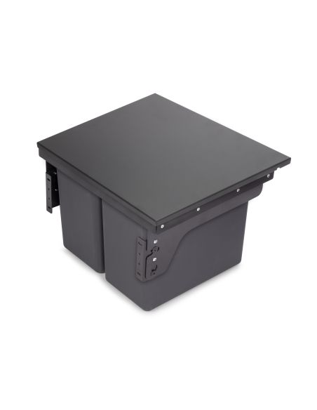 Emuca Recycle, contenitore per la raccolta differenziata da montare lateralmente sul mobile della cucina Recycle 2x24lt, Acciaio