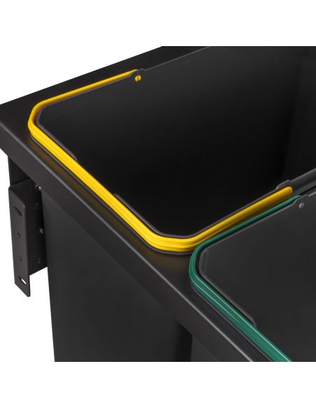 Emuca Recycle, contenitore per la raccolta differenziata da montare lateralmente sul mobile della cucina Recycle 2x24lt, Acciaio