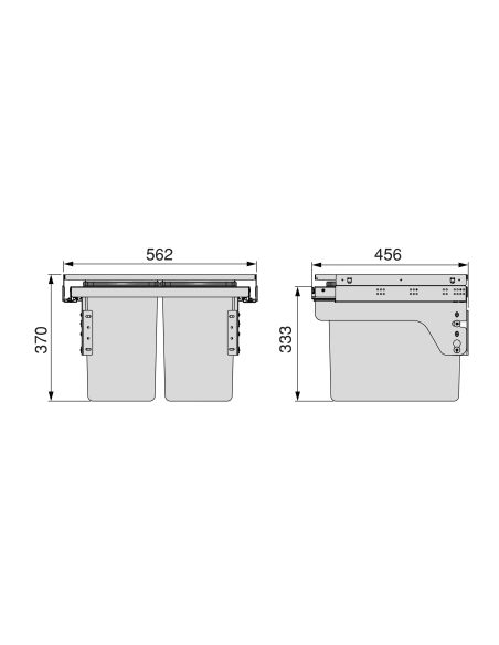 Emuca Recycle, contenitore per la raccolta differenziata da montare lateralmente sul mobile della cucina Recycle 2x24lt, Acciaio