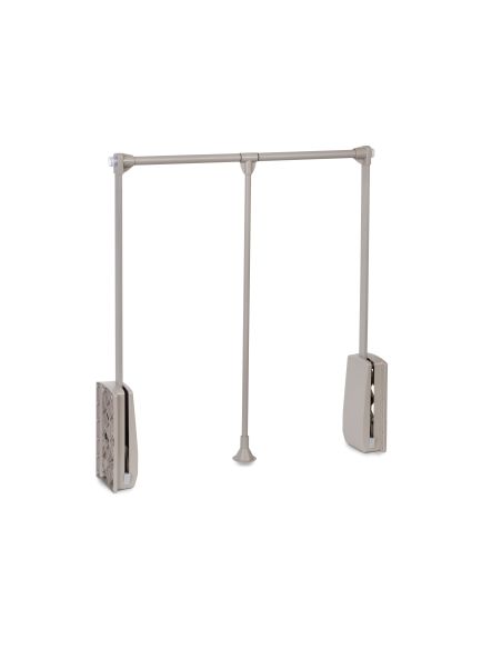 Emuca Appendiabiti per armadio Hang, larghezza regolabile 600-830 mm, Acciaio e Tecnoplastica, Verniciato grigio pietra