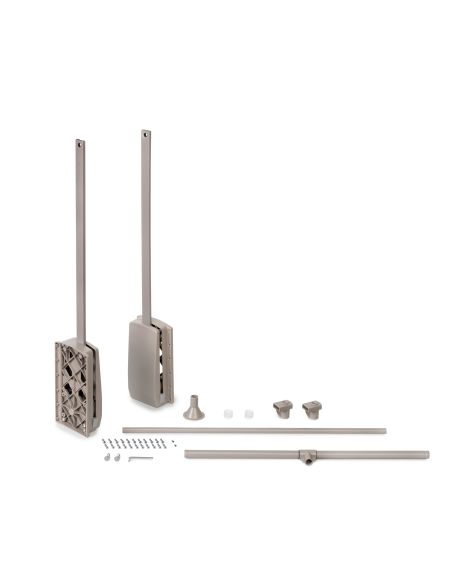 Emuca Appendiabiti per armadio Hang, larghezza regolabile 600-830 mm, Acciaio e Tecnoplastica, Verniciato grigio pietra