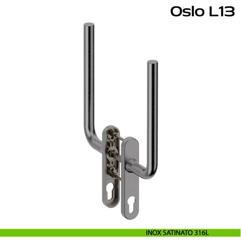 Maniglione per alzante scorrevole accoppiato con placca yale Oslo L13 Reguitti Inox - inox satinato 316L