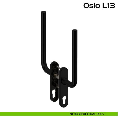 Maniglione per alzante scorrevole accoppiato con placca yale Oslo L13 Reguitti Inox - nero opaco RAL 9005