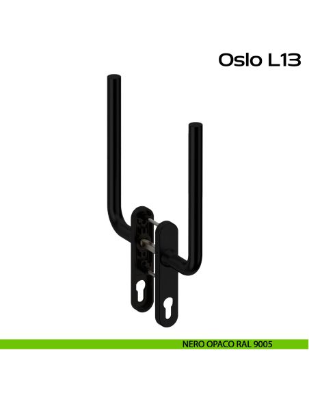 Maniglione per alzante scorrevole accoppiato con placca yale Oslo L13 Reguitti Inox - nero opaco RAL 9005