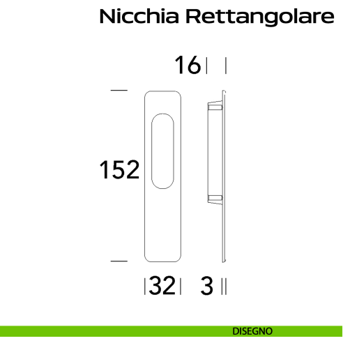 Nicchia rettangolare per alzante scorrevole singolo cieco Reguitti Inox - disegno