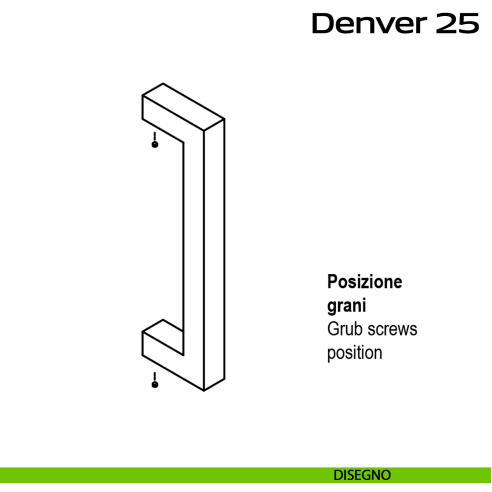 Maniglione quadrato in acciaio per porta Denver 25 Reguitti Inox disegno