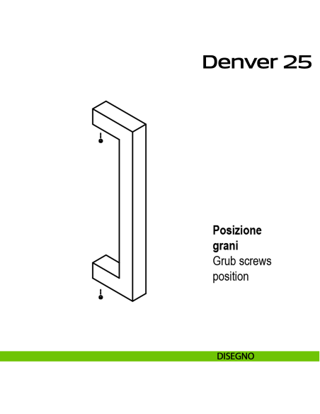 Maniglione quadrato in acciaio per porta Denver 25 Reguitti Inox disegno