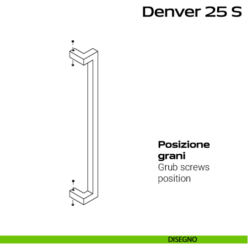 Maniglione spostato in acciaio per porta Denver 25 S Reguitti Inox disegno