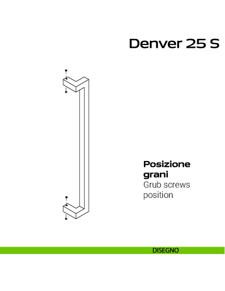 Maniglione spostato in acciaio per porta Denver 25 S Reguitti Inox disegno