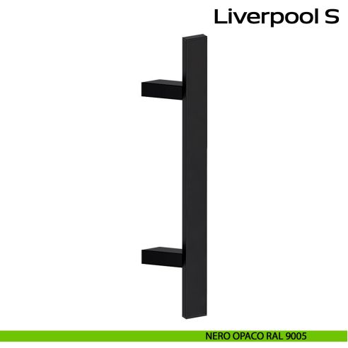 Maniglione zancato in acciaio per porta Liverpool S Reguitti Inox - nero opaco RAL 9005