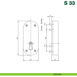 Serratura a stringa da incassare per armadio KYR Securital S 33 senza alette di fissaggio 2