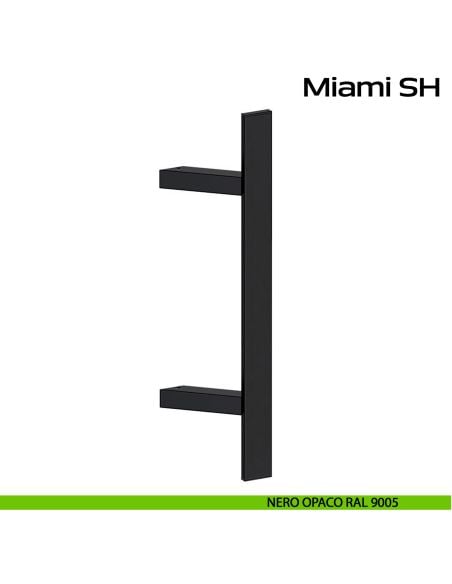 Maniglione spostato acciaio per porta Miami SH Reguitti Inox - nero opaco RAL 9005