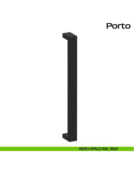 Maniglione squadrato in acciaio per porta Porto Reguitti Inox diritto nero opaco RAL 9005