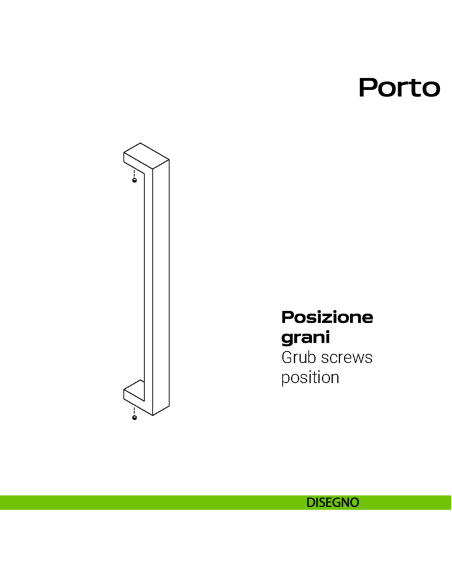 Maniglione squadrato in acciaio per porta Porto Reguitti Inox diritto disegno