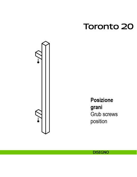 Maniglione diritto in acciaio per porta Toronto 20 Reguitti Inox disegno