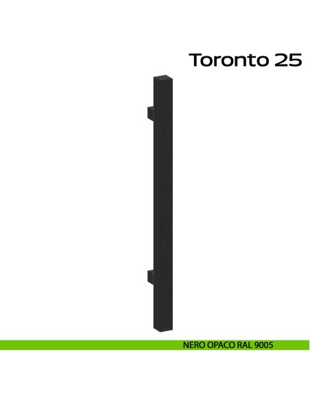 Maniglione squadrato in acciaio per porta Toronto 25 Reguitti Inox - nero opaco RAL 9005