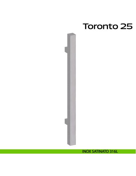 Maniglione squadrato in acciaio per porta Toronto 25 Reguitti Inox - inox satinato 316L