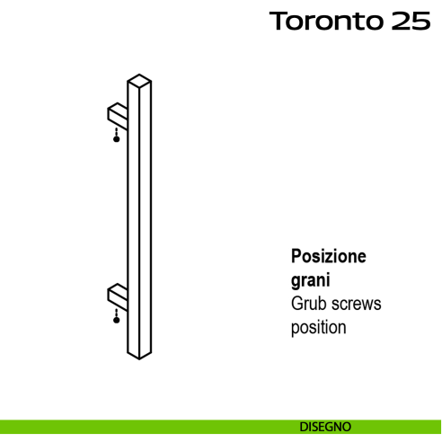Maniglione squadrato in acciaio per porta Toronto 25 Reguitti Inox disegno