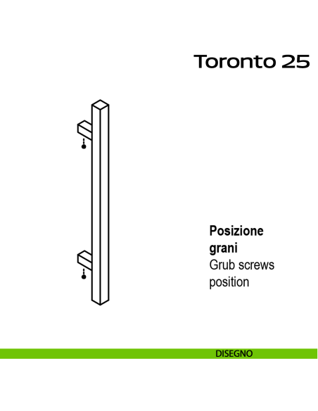 Maniglione squadrato in acciaio per porta Toronto 25 Reguitti Inox disegno