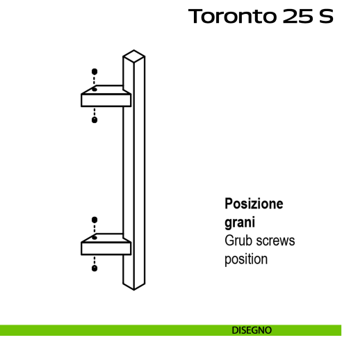 Maniglione spostato in acciaio per porta Toronto 25 S Reguitti Inox disegno