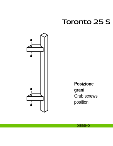 Maniglione spostato in acciaio per porta Toronto 25 S Reguitti Inox disegno