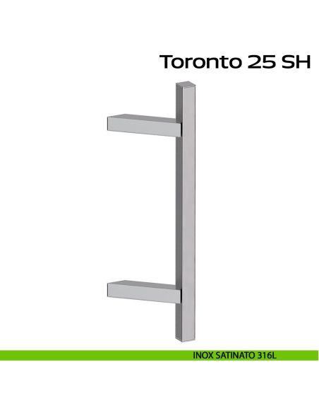 Maniglione zancato in acciaio per porta Toronto 25 SH Reguitti Inox - inox satinato 316L