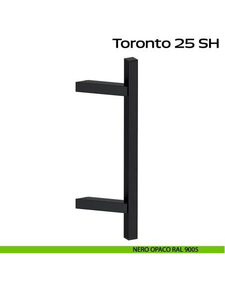 Maniglione zancato in acciaio per porta Toronto 25 SH Reguitti Inox - nero opaco 9005