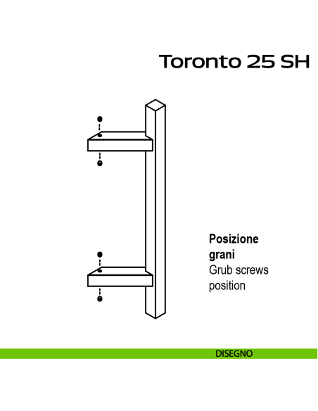 Maniglione zancato in acciaio per porta Toronto 25 SH Reguitti Inox disegno