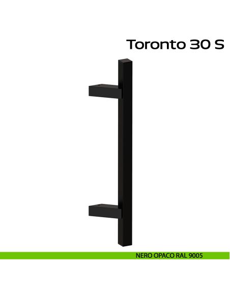Maniglione in acciaio per porta Toronto 30 S Reguitti Inox zancato - nero opaco RAL 9005