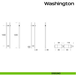 Maniglione accoppiato con cilindro e nottolino per porta Washington Reguitti Inox 2